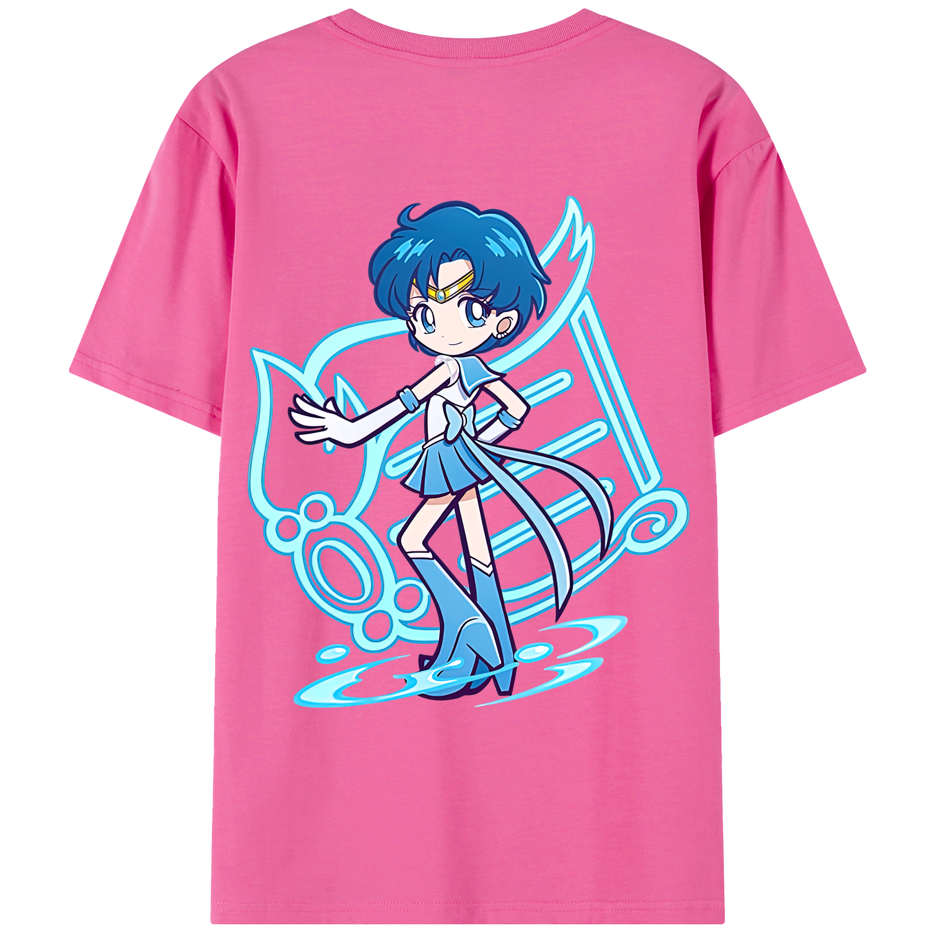 （画像用） 美少女戦士セーラームーン 水野 亜美 みずの あみ Sailor Moon Mizuno Ami レディース半袖Tシャツ(バックプリント)